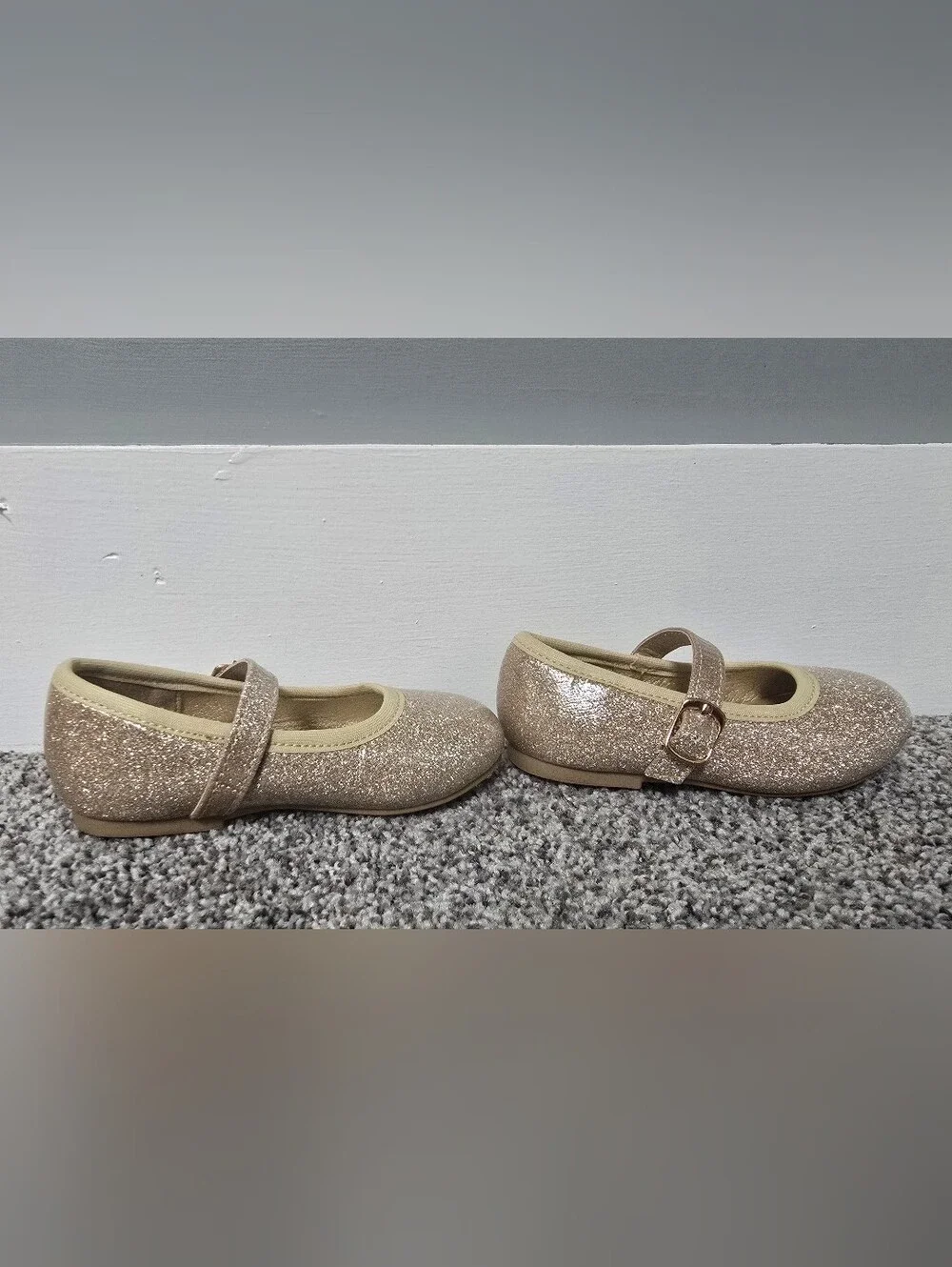 Jamie Kay Baby/Toddler US 5.5 Glitter Mary Jane Ballet Flats - Champagne